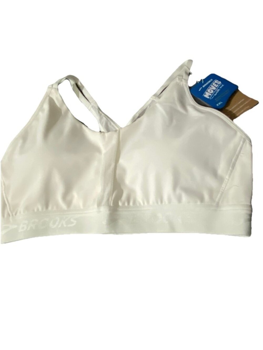 Brooks XXL Drive Plunge Run Sports Bra White Compressive Strappy